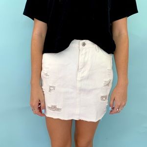 White Distressed Midi Skirt - size S